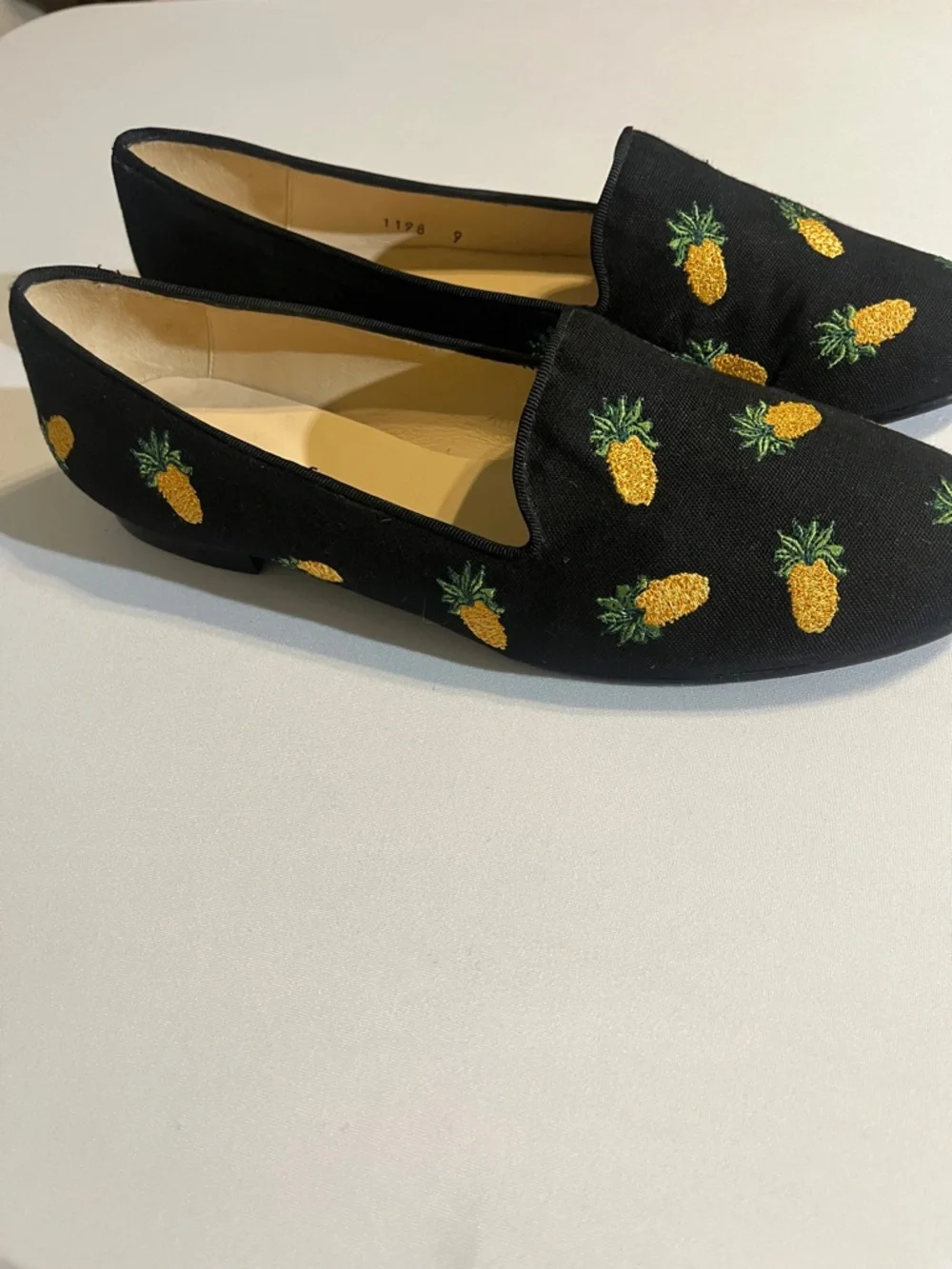 Jon Josef Black Pineapple-Embroidered Women's Loafers - Picture 5 of 12